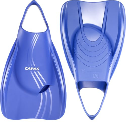 CAPAS Pro Swim Training Fins with Mesh Bag, Silicone Short Professional Swimming Fins, Left-Right Customized Open Heel Flippers