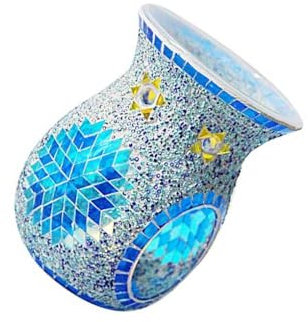 Zymoplas Bruciatore di cera aromatica Bruciatore di olio di vetro luminoso Diffusore di oli essenziali per aromaterapia Diffusore di fragranze leggero Decorazioni per la casa, Blu