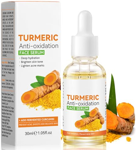 Suero Facial de Cúrcuma, Esencia Antioxidante de Cúrcuma, Hidratación Profunda para Rostro y Cuerpo, Esencia de Reparación de Eliminación de Manchas Negras,Aceite Abrillantador de Piel, 30 ml*2