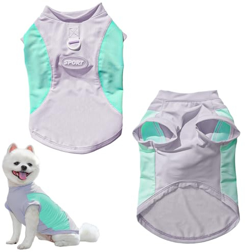 Dog Cooling Vest, Breathable Ice Pet Dog Cooling Coat Jacket UV Sun Protection Dogs Summer Clothes Shirt for Puppy Small Medium Dogs Cats Outdoor Hiking Training (Purple, L)