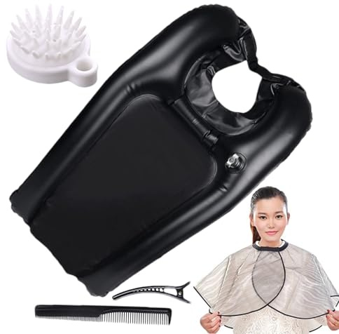 Lavabo gonflable portable pour les cheveux alités, plateau anti-éclaboussures avec peignes à clip pour cape étanche, aide au lavage des cheveux mobile pour personnes âgées et handicapés