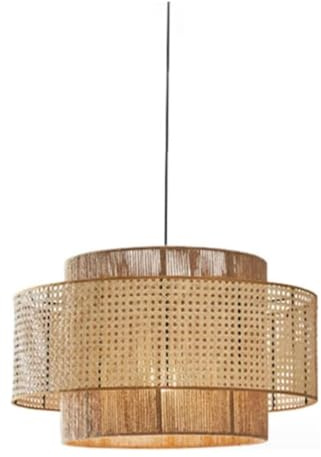 Doppio Strato Naturale e lampade appese di bambù Lampada a Sospensione. Fissaggi Cesto lampadario Rattan del Sud -EST Asiatico compatibili con l'isola della Cucina.