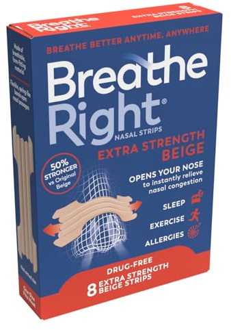 Breathe Right, Extra Strength Beige Nasal Strips, One Size, 8 Pieces