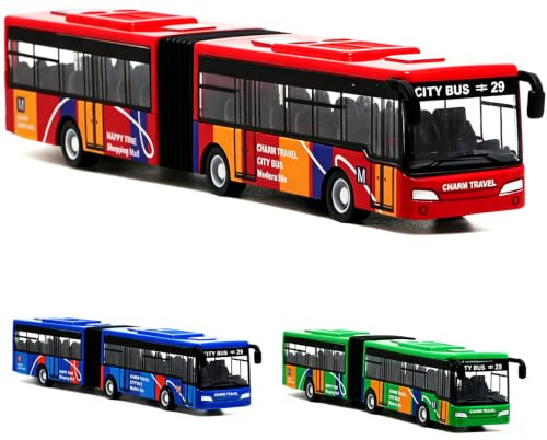 Spiritzohic Bus Car, Play Vehicles Bus Model Car Pull Back Vehicle Alloy Diecast Vehicles Mould Pull-Back Buss Cars Models Mini Friction Powered City Play Vehicle Gift for Birthday Carnival(18x3cm)