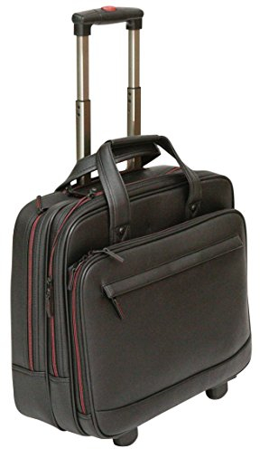Tassia PU Leather Laptop Trolley - Twin Carry Handles Briefcase, Executive Premium Roller Bag Cabin Luggage Suitcase