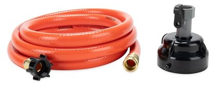 Camco 22999 RhinoFLEX Gray Clean System con tubo flessibile e tappo per sciacquatrice a getto, ideale per il lavaggio di acque nere, grigie o serbatoi di tote, diametro interno 5/8 (arancione),