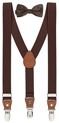 BomGuard Set bretelle e papillon per bambini – Marrone scuro