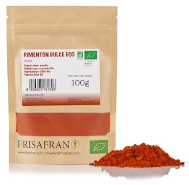 FRISAFRAN | Paprikapulver | Miljövänlig | söt mald paprika | Ekologiskt | 100g | Söt paprika | söt mald paprika | Paprika | Rökt paprika | Söt paprika | Torkad paprika | nymald | naturligt & rent