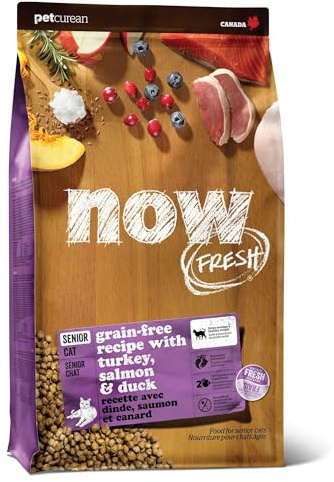 Now Fresh Grain-Free Senior Dry Cat Food with Turkey, Salmon & Duck, Premium Kibble Made with Real Poultry & Fish, Chicken-Free Recipe, Supports Healthy Weight Management, 8 lb Bag