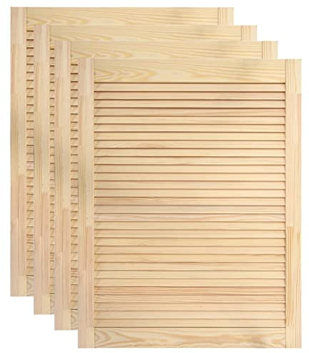 Tidyard 4 STK. Lamellentür Möbeltür Schranktür Offene Lamellen Holztür Möbel Tür Lamellentüren Unbehandeltes Holz Massivholz Kiefer 69x49,4 cm - Braun - Shaker-Stil