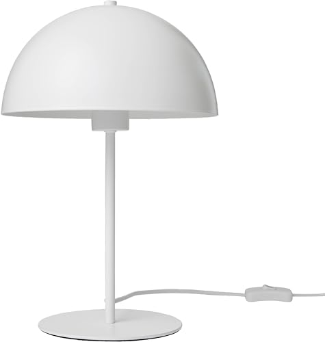 Northpoint LED Design Tischleuchte aus Metall warmweißes Licht Schnurschalter inklusive energieeffizientes E27 LED Leuchtmittel Matt weiß Halbkugel