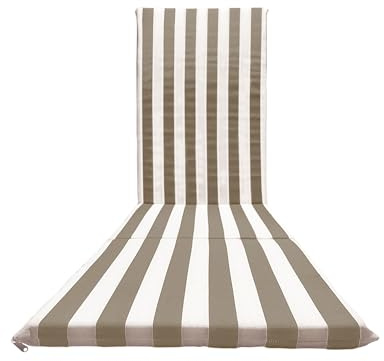 Il Tuo Artigiano Design Gepolstertes Kissen für Gartenliege, 165 x 50 x 3,5 cm, hergestellt in Italien, Ersatzmatratze, gestreift, aus Holz (weiß und beige)