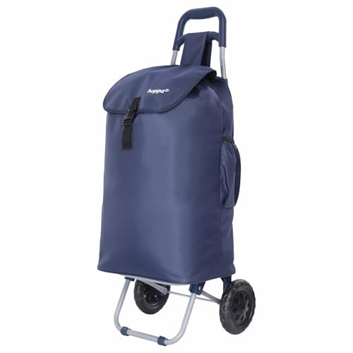 Hoppa 57Ltr Lightweight Shopping Trolley 2024 Model, Hard Wearing & Foldaway for Easy Storage With 1 years Guarantee(Navy)