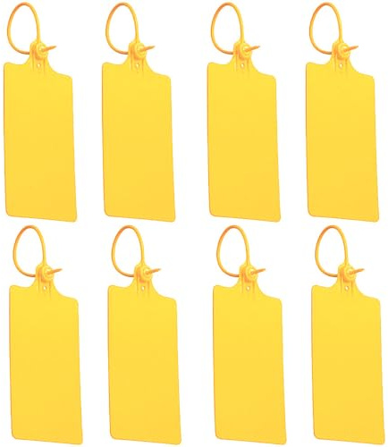 Étiquettes d'expédition scellées en plastique étanches, 100 pièces étiquettes d'expédition de sécurité jaunes inscriptibles, étiquettes à attache zip vierges, étiquettes suspendues, étiquettes à
