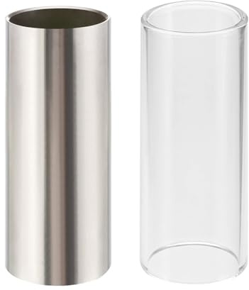 caralin caralei Guitar Slide, Stainless Guitar Slide Tone for Stringed Instrument Steel Slide Electric Guitar Parts Guitar Slide Glass + Metal
