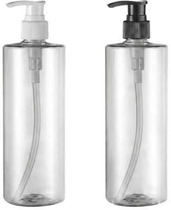 2 flaconi vuoti in plastica da 500 ml, con erogatore a pompa, ricaricabili, per shampoo, gel doccia, massaggi, olio, bagnoschiuma, sapone, acqua, articoli da toeletta e liquidi, con pompa di colore