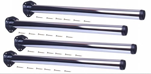 MonJar 4er Set Tischbeine Ø60mm Schreibtischfüße Tischfüße Stabil, Höhenverstellbar Höhe 710 mm + 30 mm inkl. Befestigungsmaterial (Chrom Höhe 1100)