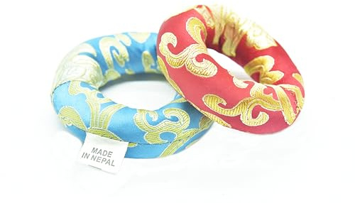 3 inch 2PCS Silk Ring Cushion Red and Slyblue Colors Best for Bowl size 2.75-4 made in Nepal