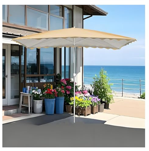 Ombrellone Da Mercato Rettangolare, 2,0x1,5m 2,5x2,0m Ombrellone Da Giardino E Balcone Impermeabile Con Tettuccio Parasole, Ombrellone Da Tavolo Portatile Per Esterni, Altezza Regolabile(Khaki,2.50x2.