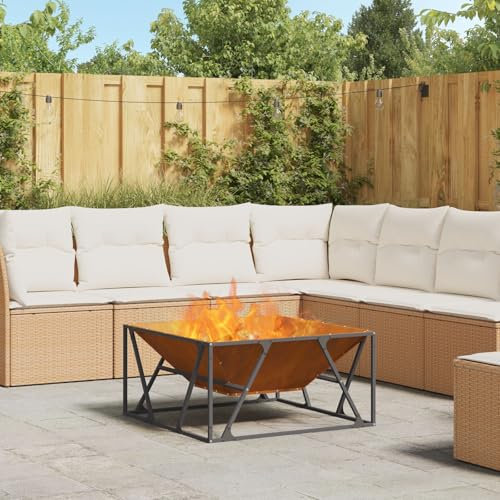 Snsowed Focolare Quadrato 80x80x40 cm in Acciaio Invecchiato-858995