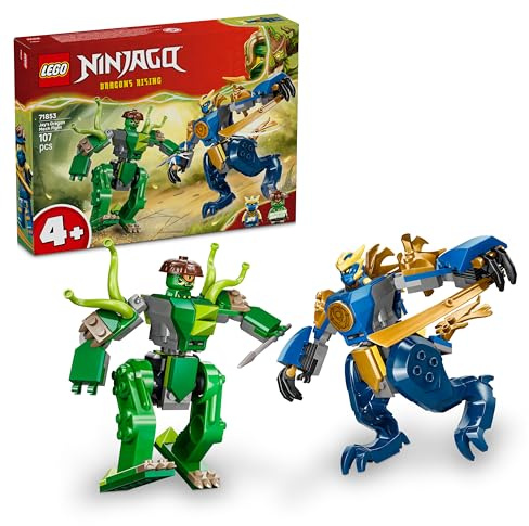 LEGO NINJAGO Duello con il Drago-Mech di Jay - Giocattolo Ninja con 2 Action Figure, 2 Minifigure, Katana e Spade - Idea Regalo di Compleanno per Bambini e Fan da 4 Anni in su - 71853