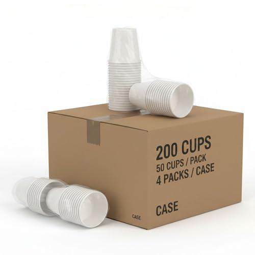 Pappbecher 200 Stk. 205 ml / 7 oz Weiße für Kaffee, Tee und Mehr Einweg-Trinkbecher, Kaffeebecher Papier Becher, Einmal Becher für Büro Cafés Zahnkliniken 0,2l 200 Stück (1er Pack) Paper Cups