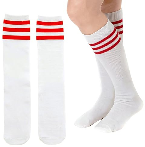BDGYCK calcetines hasta la rodilla, Calcetines Altos Niños, a rayas para mujer, elásticos de algodón de tubo alto, Cosplay Casual Sobre Medias hasta la Rodilla para Uniforme y Deporte