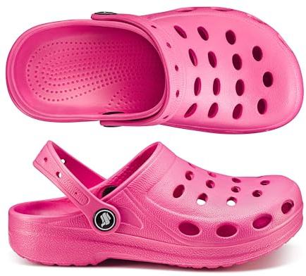 ESTRO Zuecos Niño Piscina Sandalias - Zuecos Cross Niño Sandalias Goma Niña Chanclas Playa Niña A03 (Rosa, 27 EU)