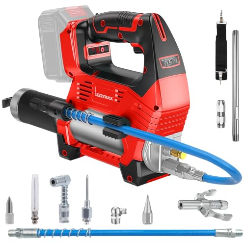 LEZZYRUCK Pistolet à graisse sans fil pour batterie Milwaukee M18 18 V (sans batterie), kit de pistolet à graisse électrique sans balais, réglage à 3 vitesses, 12 000 psi, 170 g/min, tuyau de 100 cm