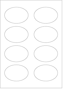 MADE IN GERMANY 40 ovale Etiketten selbstklebend 80 x 55 mm weiß permanent klebend auf Bogen A4 (5 Bögen x 8 Etik.) CS Label – Universaletiketten zum Beschriften und Bedrucken.