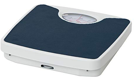 TronicXL Analog Personenwaage - bis 130kg - Retro Design Vintage - Mechanische Personen Waage - mechanisch ohne Batterien - Rutschfest - Senioren Kinder Herren Damen - Badezimmer Zubehör Bad - blau