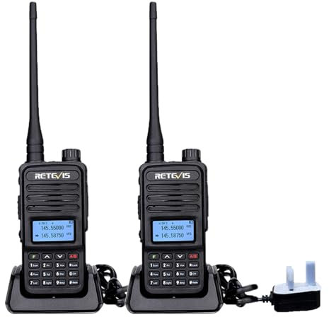 Retevis RT85 Walkie Talkies for Adults Long Range, 2 Way Radio Dual Band Ham Radio 200 Channels DTMF LED Flashlight VOX, 1400mAh, Professional Walkie Talkies for Hunting, Rescue (Black, 2Pcs)