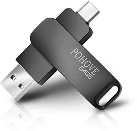 Pendrive 64 GB 3.0, Tipo C Memoria USB 64GB Metal Pen Drive USB C Memoria Flash USB Stick 64GB para Smartphones Android, Windows, Android, PC, Tabletas etc (Negro)