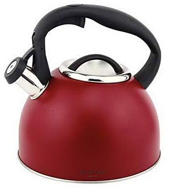 Michelino livemore Vintage Retro Flötenkessel Wasserkessel Pfeifkessel Wasserkocher Teekocher Rot