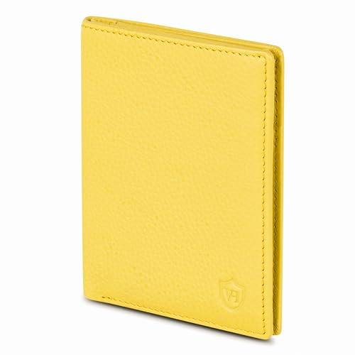 VON HEESEN® Leder Geldbörse Herren & RFID Schutz I Echtleder Geldbeutel für Männer & Damen I Portemonnaie Brieftasche Wallet Portmonee (Gelb)