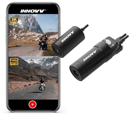 INNOVV K6 Motorcycle 2K QHD Dash Cam, Dual STARVIS IMX335 IMX307, 2K+1080P Front & Rear, 2 Channel 30FPS, F2.0 Aperture, 140° Wide Angle, WiFi, IP67 Waterproof, 3-Axis 360° Rotation, Support 256GB Max