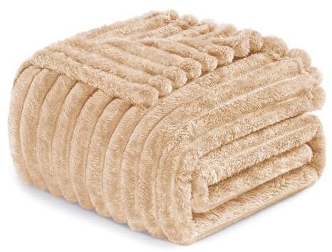 Exclusivo Mezcla Camel Manta Sofá - Manta Franela para Cama, Manta Polar, Doble Cara Suave, Fácil Cuidado y Ultra Ligera, Todas Estaciones, 130x150 CM