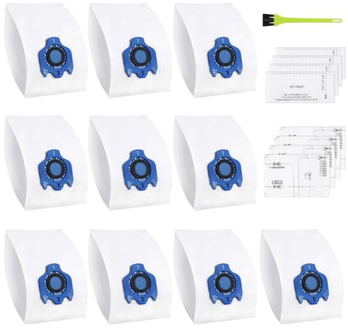 10 Pack Vacuum Cleaner Bags - 3D Efficiency Hoover Bags For GN Vacuum Cleaner, Dust Bag Compatible for Miele with Classic C1, Complete C2 / Complete C3 / S400 / S600 / S800 / S2 / S5 / S8