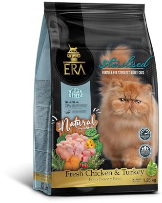 ERA Pienso para Gatos Adultos Grain Free Pollo y Pavo. Esterilizados. Control de Peso - Nutrición Completa y Saludable - 1,25 kg