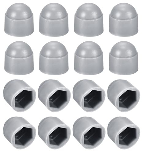sourcing map 50pcs Hex Nut Cover, M6 Grey Plastic Dome Nut Protection Cap Hex Bolt Nut Covers for Hexagon Screws, Bolts