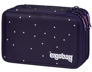 ergobag Maxi Mäppchen Set 40-Teilig, Lyra Bunt- und Filzstifte, Kleingeld Fach, Lineal, Schere SternguckBär - Lila