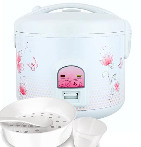 EVERYPAN Delight Electric Rice Cooker and Steamer, White, 1.8L Capacity, 700W, with Non-Stick Bowl, Automatic Cooking, Warmer Function, Measuring Cup, Spatula