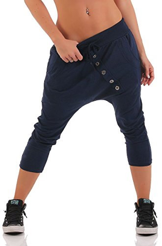 Malito – Damen Jogginhose – Kurze Haremshose aus Baumwolle – Baggy Sweatpants zum Tanzen & Chillen – Aladinhose für Frauen 8015(Dunkelblau)