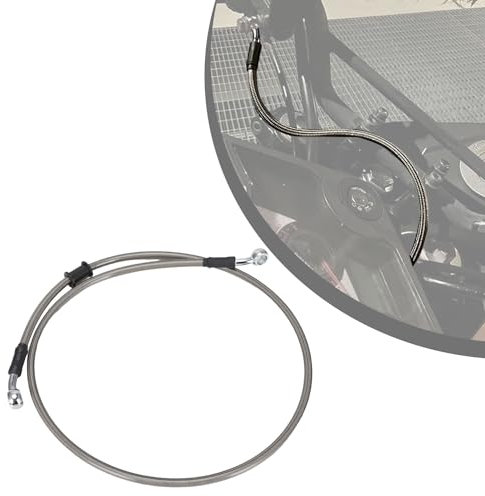 Tubo Freno Moto 60cm,Tubo Freno Anteriore Posteriore Cavo Freno Idraulico Frizione Con Guaina Rinforzata per Pit Bike Dirt Bike Enduro Motocross ATV Quad-Argento