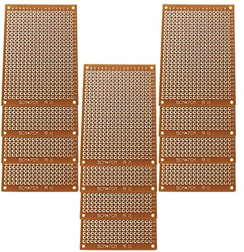GTIWUNG 12Pezzi 5x7cm Basetta Scheda PCB Prototipo Universale Doppia Faccia Circuito Stampato Prototype per Saldatura e Fai Da Te Progetto