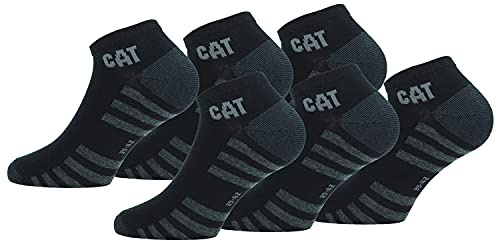 Caterpillar - 6 Pares Calcetines Hasta el Tobillo - para Cualquier Uso - Puntera y Talón Reforzados - Algodón (Negro, 39-42)