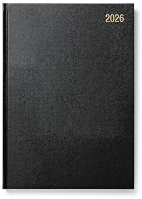 Morgan's Direct 2026 Early Edition A4 Diary Day Per Page | Hard Backed for Home and Office Use Desk Diary | Black