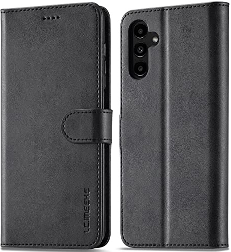 WAURZ Coque pour Samsung Galaxy A54 5G, Etui Coque Clapet à Rabat Portefeuille Cuir avec Porte Carte Magnétique Support Case Housse Protection Flip Cover Étui Coque pour Samsung Galaxy A54 5G,Noir