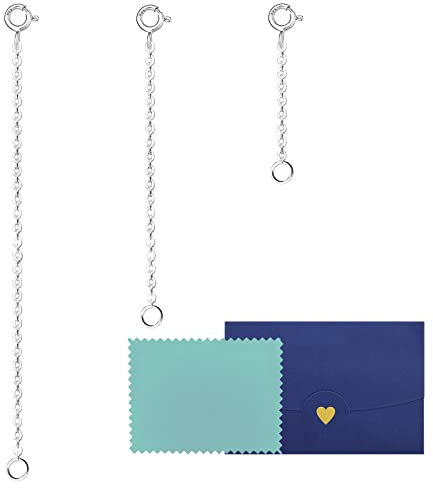 ADMITRY Extensor de collar de plata de ley 925 duradera, cadena de plata de ley 925, extensores de pulsera, collares, tobillera, extensión para mujer, Plata de ley