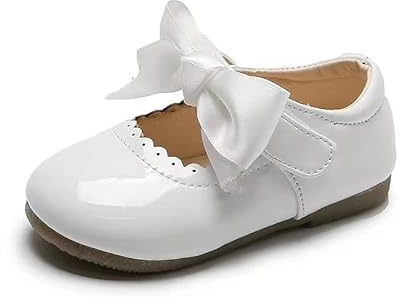Merceditas con lazo de cinta para niñas, zapatos de estilo Mary Jane blancos para bebés y niños pequeños, ideales para bodas y fiestas españolas, White, 22 EU